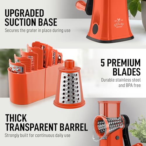 Rotary Cheese Grater Manual Hand Crank 5 Blade Shredder