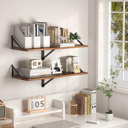 16W x 12D Deep Floating Shelves Set of 2 Walnut (2 Count)