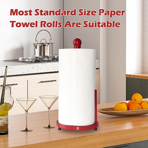 Red Cast Iron Paper Towel Holder for Kitchen Countertop
