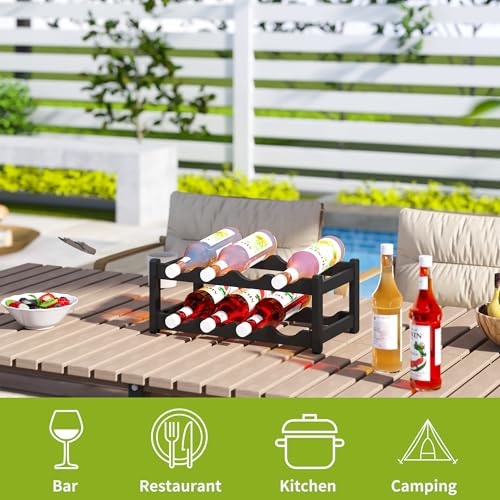 Bamboo Wine Rack Wine Storage Cabinet Shelf 8 Bottle Wine Racks Countertop Sturdy for Kitchen Dining Room Pantry