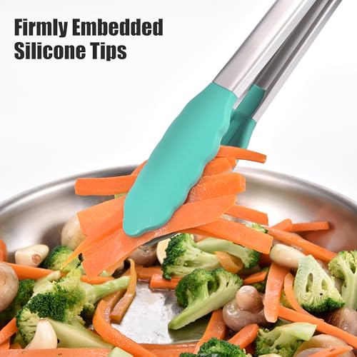 Kitchen Tongs with Silicone Tips for Cooking Serving