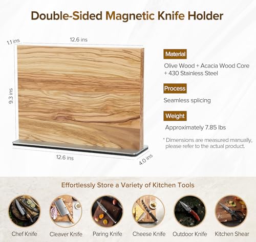 Double Sided Magnetic Knife Holder Rack For Kitchen Counter