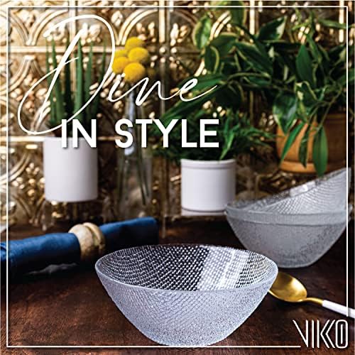 Elegant Textured Glass Salad Bowls (4 Count)