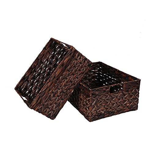 Rectangular Water Hyacinth Woven Storage Baskets for Shelves (2 Count)