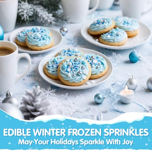 Edible Blue Silver White Sprinkles (4.5 Ounce)