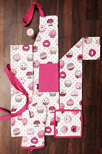 Oven Mitts Set of 1 Quilted Liner with Hanging Loop Non Slip (2 Count)