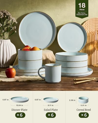 Stoneware Dishes Dinnerware Sets for 6 (18 Count)