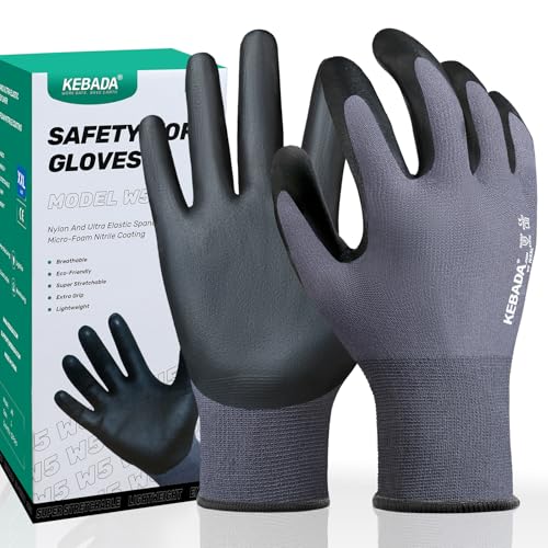 W5 Foam Nitrile Coated Work Gloves for Men & Women (12 Count)