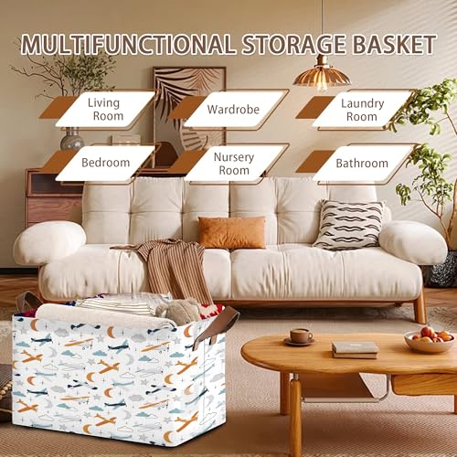 Aviation Themed Storage Basket Large 17x11.5x10.5 Inche