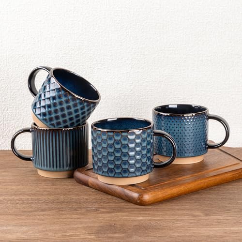 12 OZ Stackable Coffee Mugs Set of 4 (4 Count)