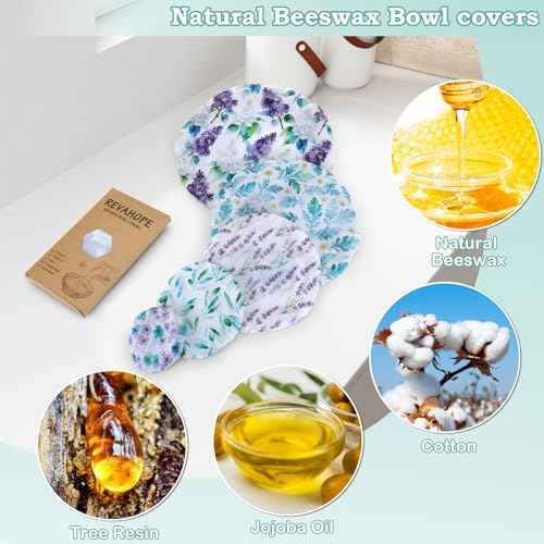5Pcs Reusable Beeswax Elastic Bowl Covers for Bread Proofing and Food Cover (5 Count)