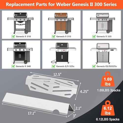 Grill Flavorizer Bars and Heat Deflector for Weber Genesis II 300