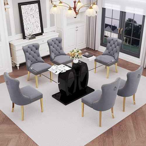 63" Glass Dining Table Set for 6