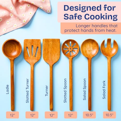 Non Toxic Acacia Wooden Utensils Set (6 Count)