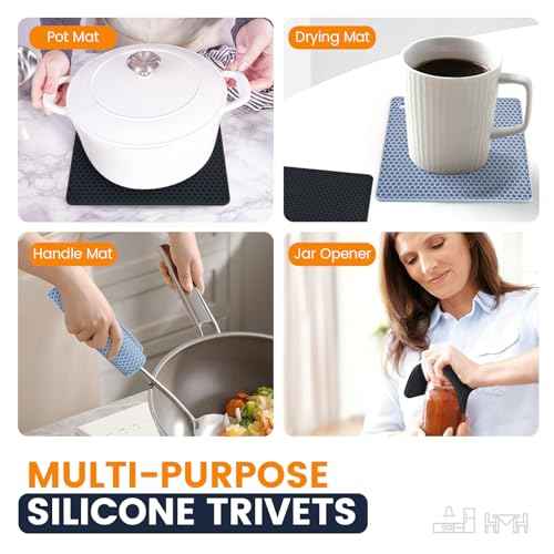 Silicone Trivet Mats 4 Heat Resistant Pot Holders Multipurpose Non
