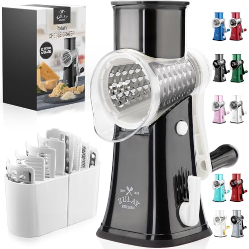 Rotary Cheese Grater Manual Hand Crank 5 Blade Shredder