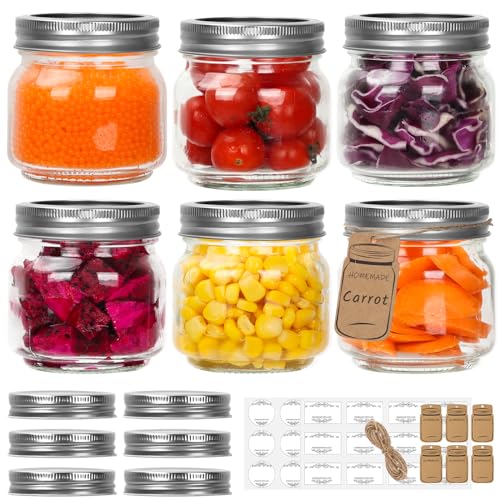 6 Pack 8oz Small Glass Mason Jars