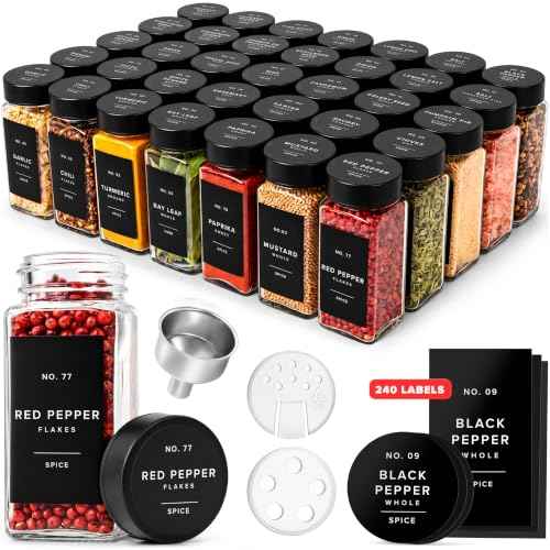 Glass Spice Jars with Label (36 Count)