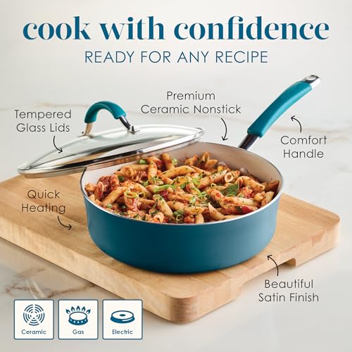 Cucina Ceramic Nonstick Saute Pan with Lid