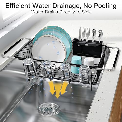 Black Dish Drying Rack in Sink