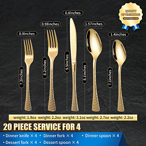 Hammered Gold Silverware Set (20 Count)