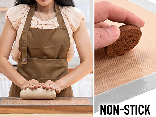 2 Pack) Silicone Baking Mat Sheet Set - Reusable Baking Mat Nonstick - Half Sheet Baking Mat For Oven - 16.5" x 11.6" (Light Gray) (2 Count)