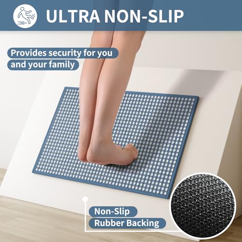 Kitchen Runner Rugs Non Slip Washable Long Kitchen Mats Blue 17"x59" (7 Sq Ft)