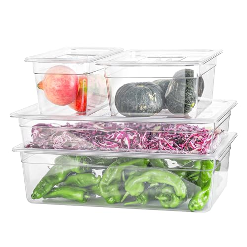 1 6 Clear Food Pans 6 pack 2.5 Inch Deep Pan Stackable Polycarbonate Food Pan for Commercial Kitchen Restaurant Use BPA free (6 Count)