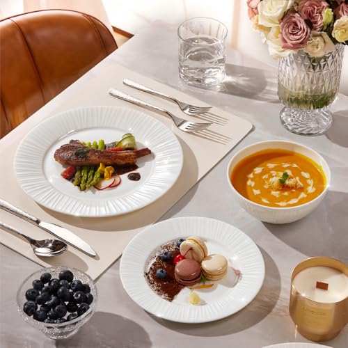 18Pc Textured White Bone China Set Service for 6