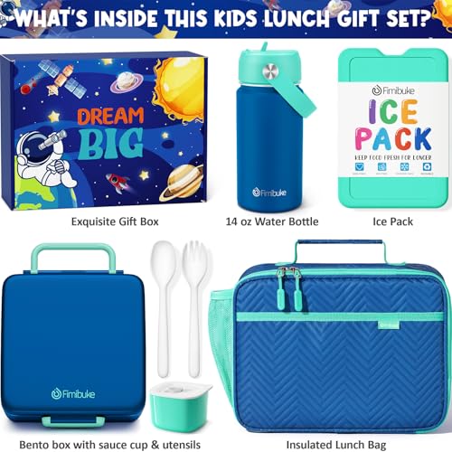 Kids Bento Lunch Box with Toddler Insulated Water Bottle Lunch Bag (7 Count)