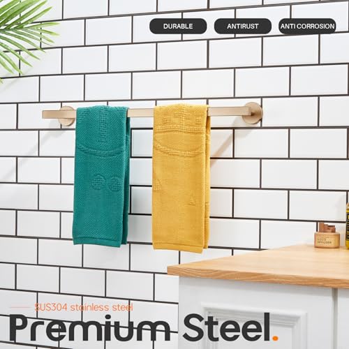 24 Inch Bathroom Towel Rack Bath Towel Bars Kitchen Towel Holder Towel Rails Wall Mounted SUS304 Champagne Bronze Stainless Steel AN4001CPG
