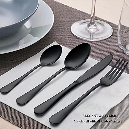 24 Piece Black Flatware Set with Steak Knives (4 Count)