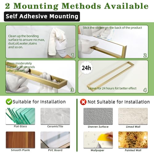Gold Hand Towel Holder Towel Bar for Bathroom Wall Mounted 16 Inch