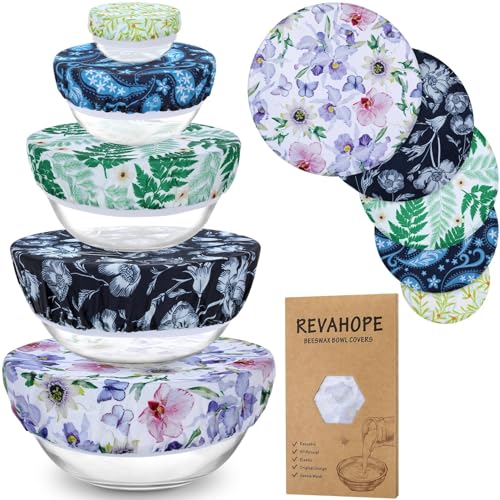 5Pcs Reusable Beeswax Elastic Bowl Covers for Bread Proofing and Food Cover (5 Count)