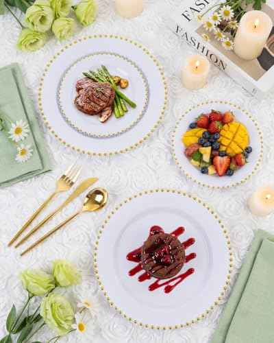180Pcs White and Gold Dinnerware Set (180 Count)