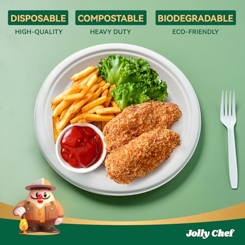 Compostable Heavy Duty Plates 𝟭𝟬 𝗜𝗻𝗰𝗵 [𝟱𝟬𝟬 𝗣𝗮𝗰𝗸] Eco (500 Count)