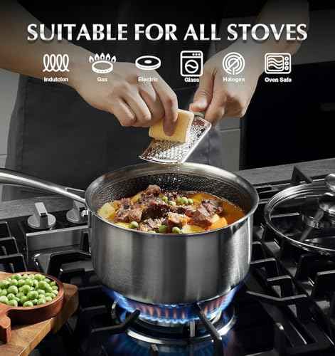 Hybrid Nonstick Stainless Steel Sauce Pan 3QT