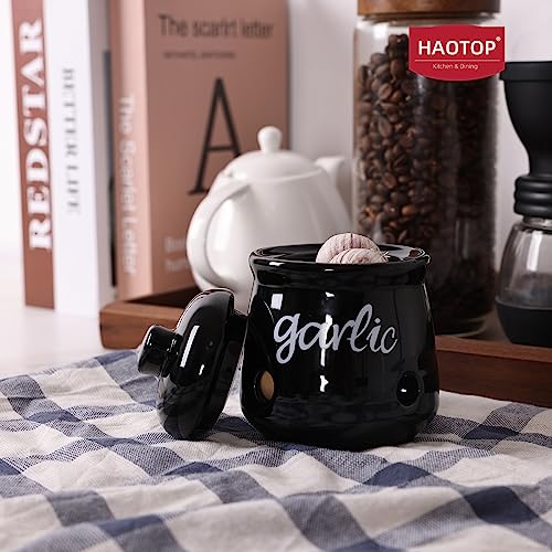Ceramic Mini Garlic Saver Container for Countertop (12 Ounce)