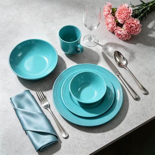 HomeVSS 20 PC Pearl Dots Stoneware Dinnerware Set