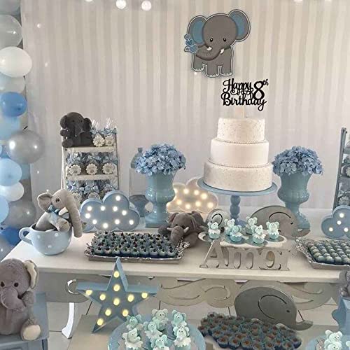 1 PCS Happy 8th Birthday Cake Topper Glitter Cheers to 8 Years Cake Pick Number 8 Fabulous Cake Decoration for 8th Birthday Theme Party Decorations Supplies Black