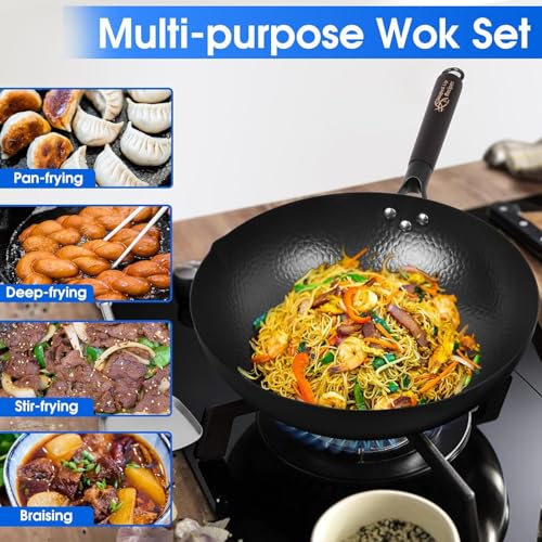 12.5 Inch Carbon Steel Wok For Electric