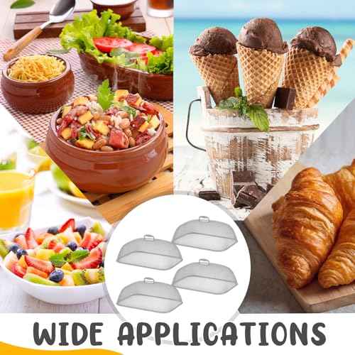 4 Pcs Metal Mesh Screen Food Cover for Outdoors Set Large 18.5 Inch Mesh Food Tents for Picnic Indoor Plate (4 Count)
