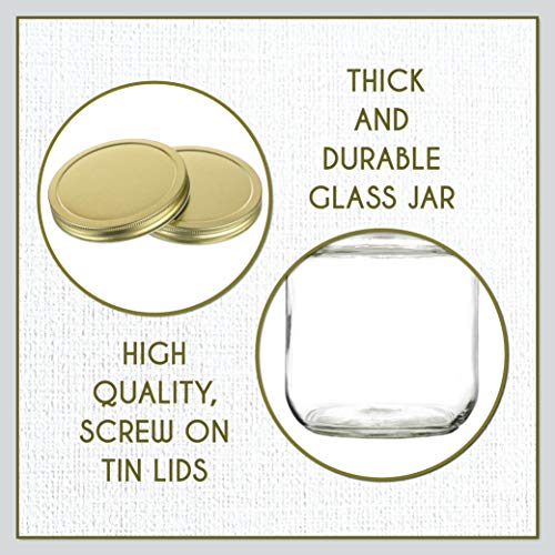 6 Pack of Glass Mason Jar Half Gallon Wide Mouth with Airtight Metal Lid