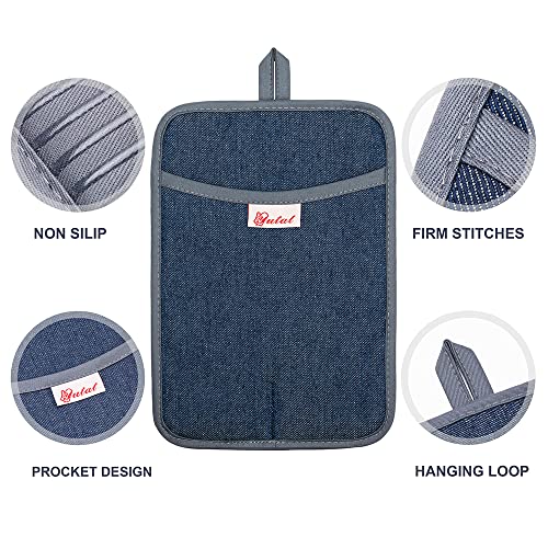 Oven Mitts Pot Holders Set of 4 Made with Pure Cotton and Food Grade Non (4 Count)