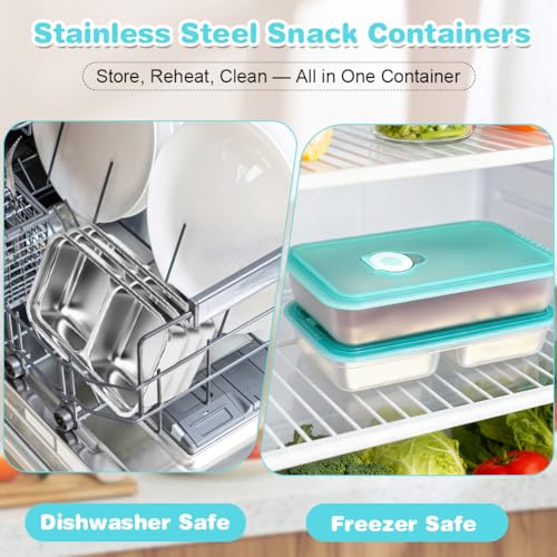 2 Pack Stainless Steel Food Containers with Lids (2 Count)