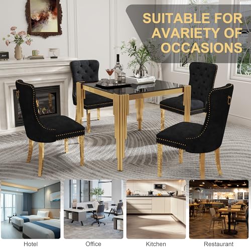 35'' Modern Square Glass Dining Table for 4 People