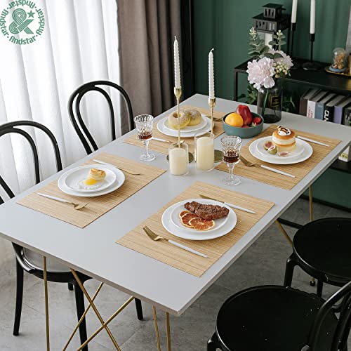 Set of 4 Pcs Bamboo Placemats Sushi Rolling Mat Japanese Style Natural Anti (4 Count)