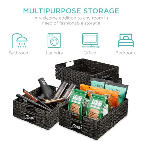 Set of 4 16x12in Large Water Hyacinth Pantry Baskets (4 Count)