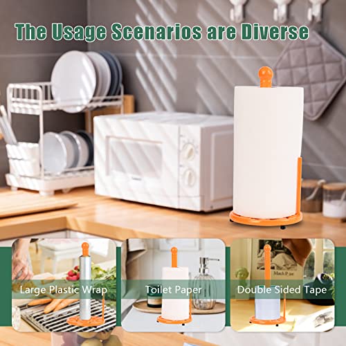 Orange Cast Iron Paper Towel Holder for Kitchen Countertop