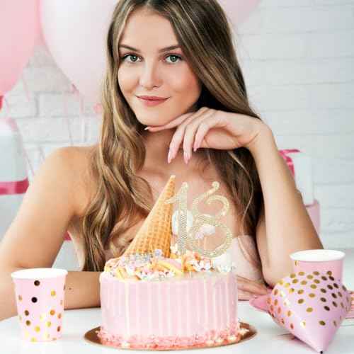 18th Birthday Decorations Cake Topper Gold Birthday Decorations for Women